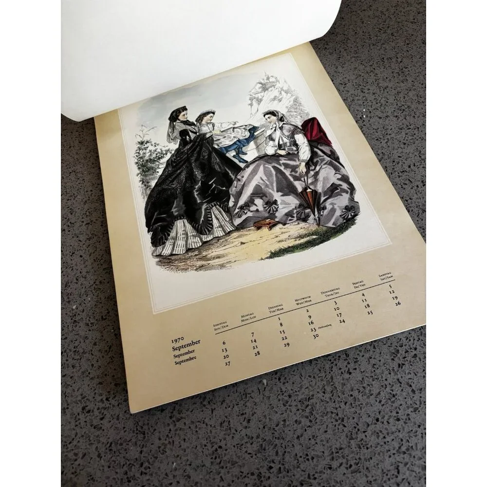 Vintage 1970 West Germany World Of Fashion Adolf Korsch 19th Century Calendar